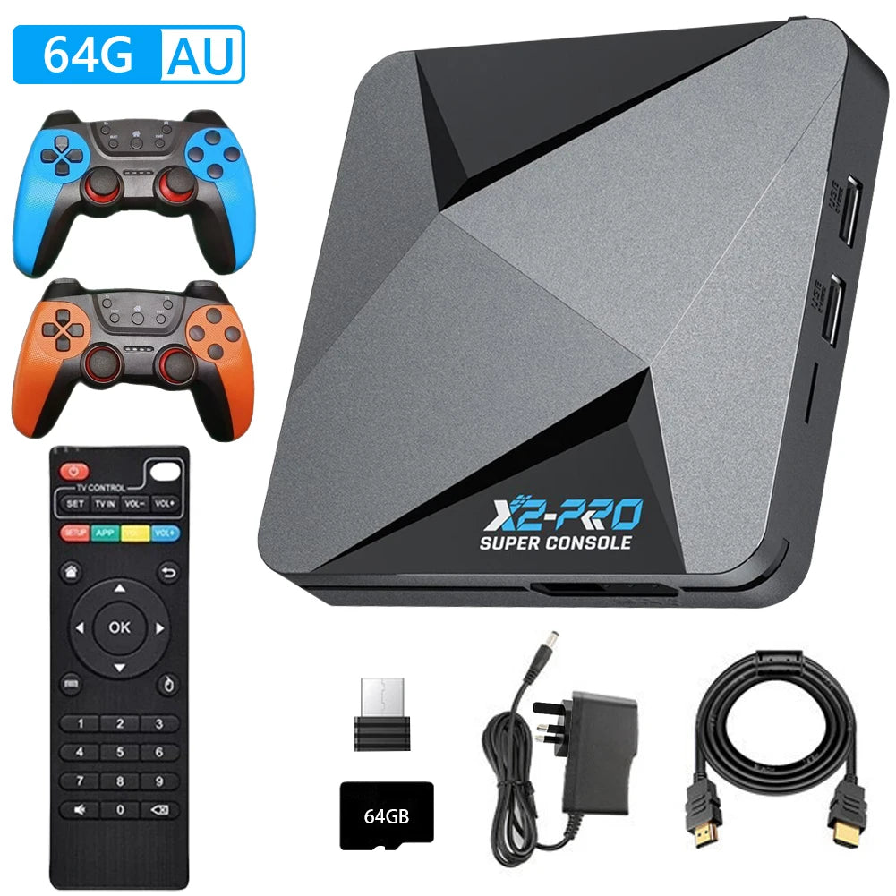 Super Console X2 Pro Game Box US/UK/EU/AU Retro Video Game Console TV Box 65000+ Video Games for Dc/Arcade/Mame/Sega for SATURN