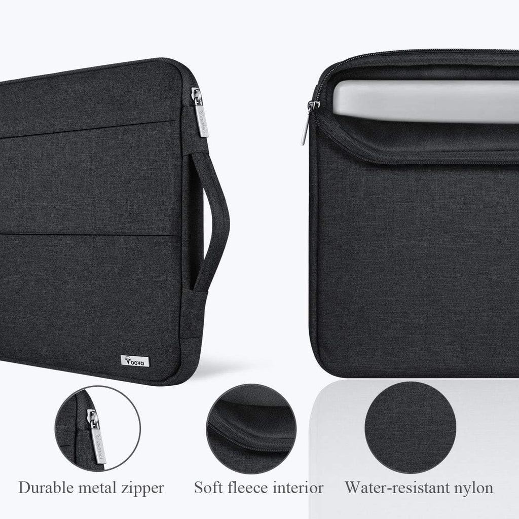 13 13.6 Inch Laptop Sleeve Case Compatible with Macbook Air 13 M1/M2/M3/M4 2020-2025, Macbook Pro 13/14, Ipad Air/Pro 13, Waterproof Slim Computer Bag Cover with Handle, Black