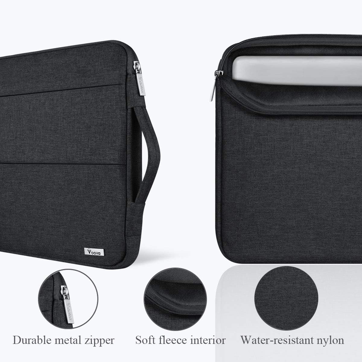 13 13.6 Inch Laptop Sleeve Case Compatible with Macbook Air 13 M1/M2/M3/M4 2020-2025, Macbook Pro 13/14, Ipad Air/Pro 13, Waterproof Slim Computer Bag Cover with Handle, Black