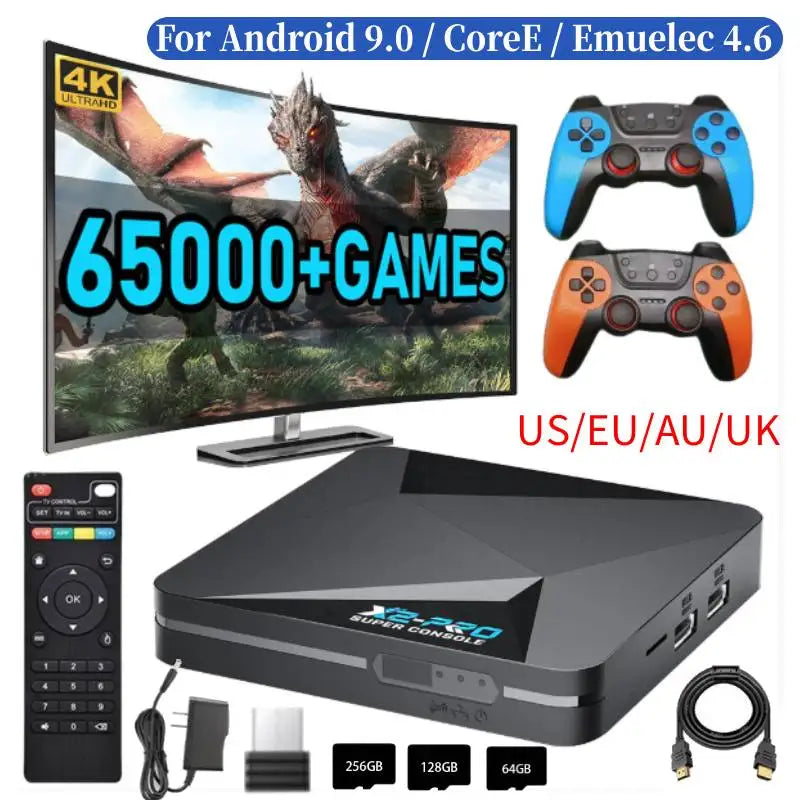 Super Console X2 Pro Game Box US/UK/EU/AU Retro Video Game Console TV Box 65000+ Video Games for Dc/Arcade/Mame/Sega for SATURN